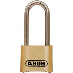 ABUS 180/50 solid brass padlock with long stainless shackle for marine security.