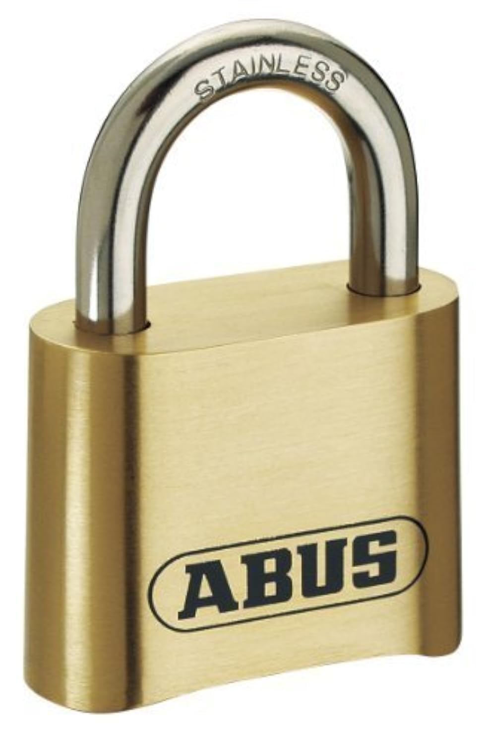 ABUS 180IB/50 padlock front view—durable brass body with weather resistance for outdoor use