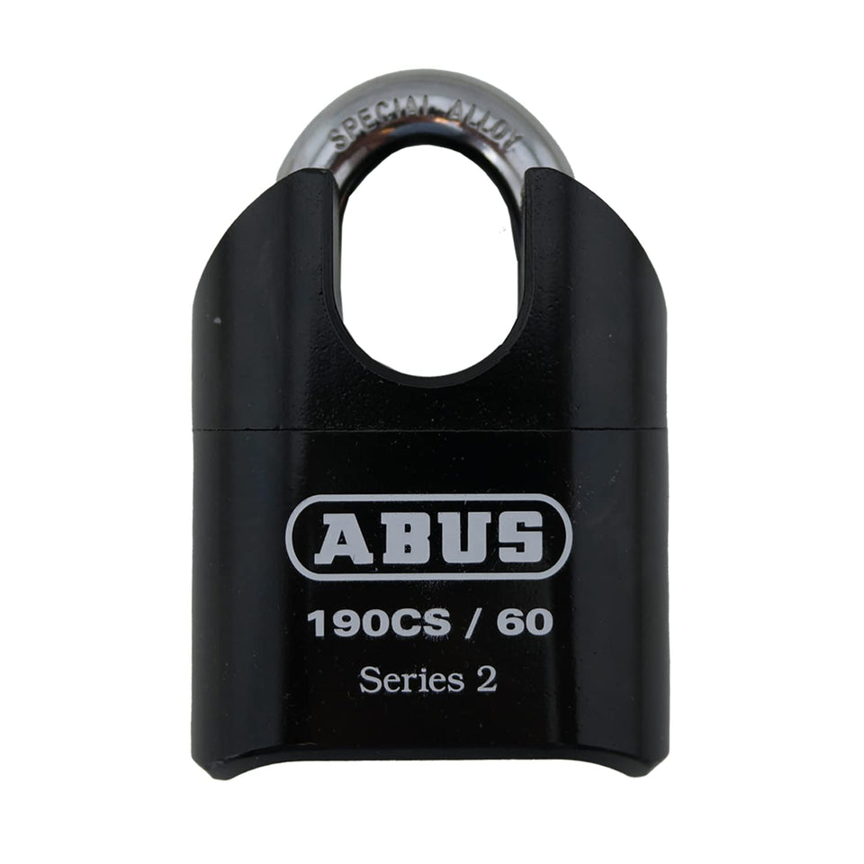 ABUS 190CS/60 padlock body highlights hardened steel for rugged security.