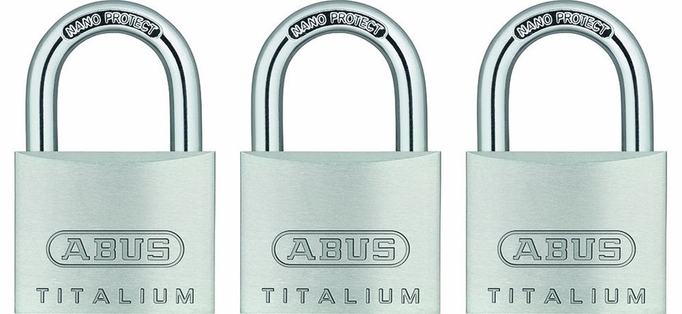 ABUS 64TI/40 padlock body in Titalium alloy provides light, strong security.