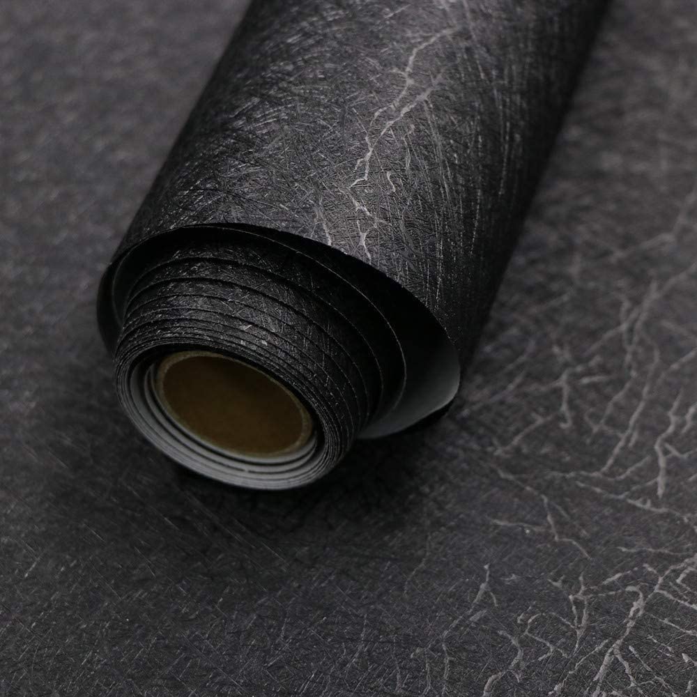 Abyssaly black silk wallpaper with embossed texture for bubbles-free application and refined look