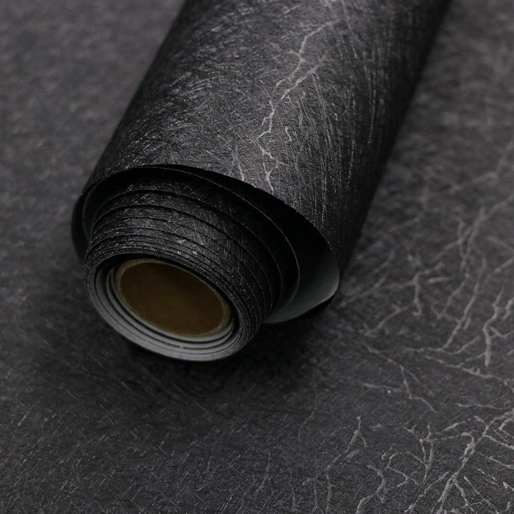 Abyssaly Black Silk wallpaper roll full view for dramatic wall transformation