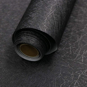 Abyssaly Black Silk wallpaper roll full view for dramatic wall transformation