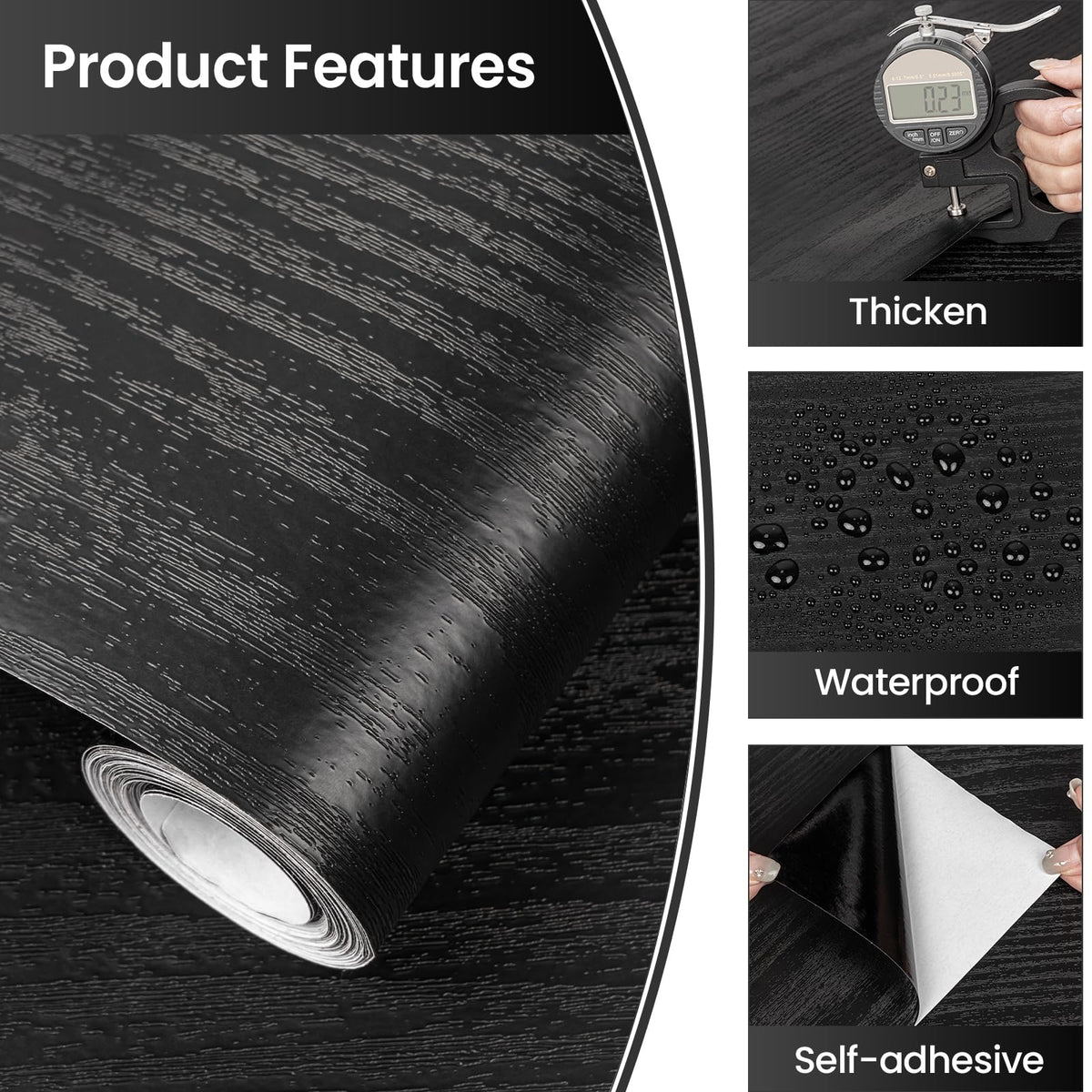 Abyssaly Black Wood counter application demonstrates easy DIY renovation in seconds
