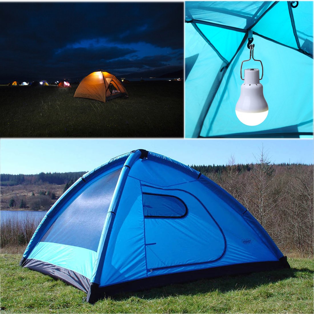ABZXT Solar Powered Lamp pack-2 camping setup demonstrates versatile lighting for tents