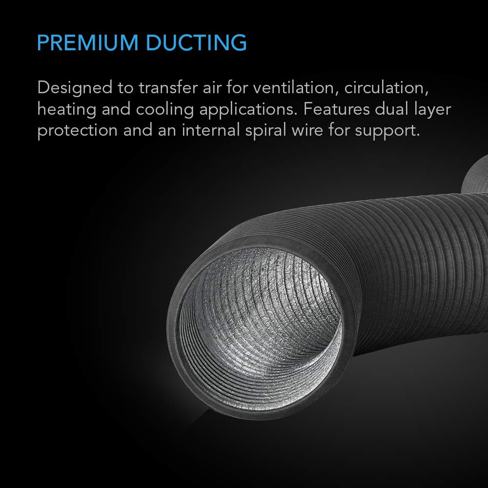 AC Infinity 12in aluminum ducting with steel-wire spiral for easy installs.