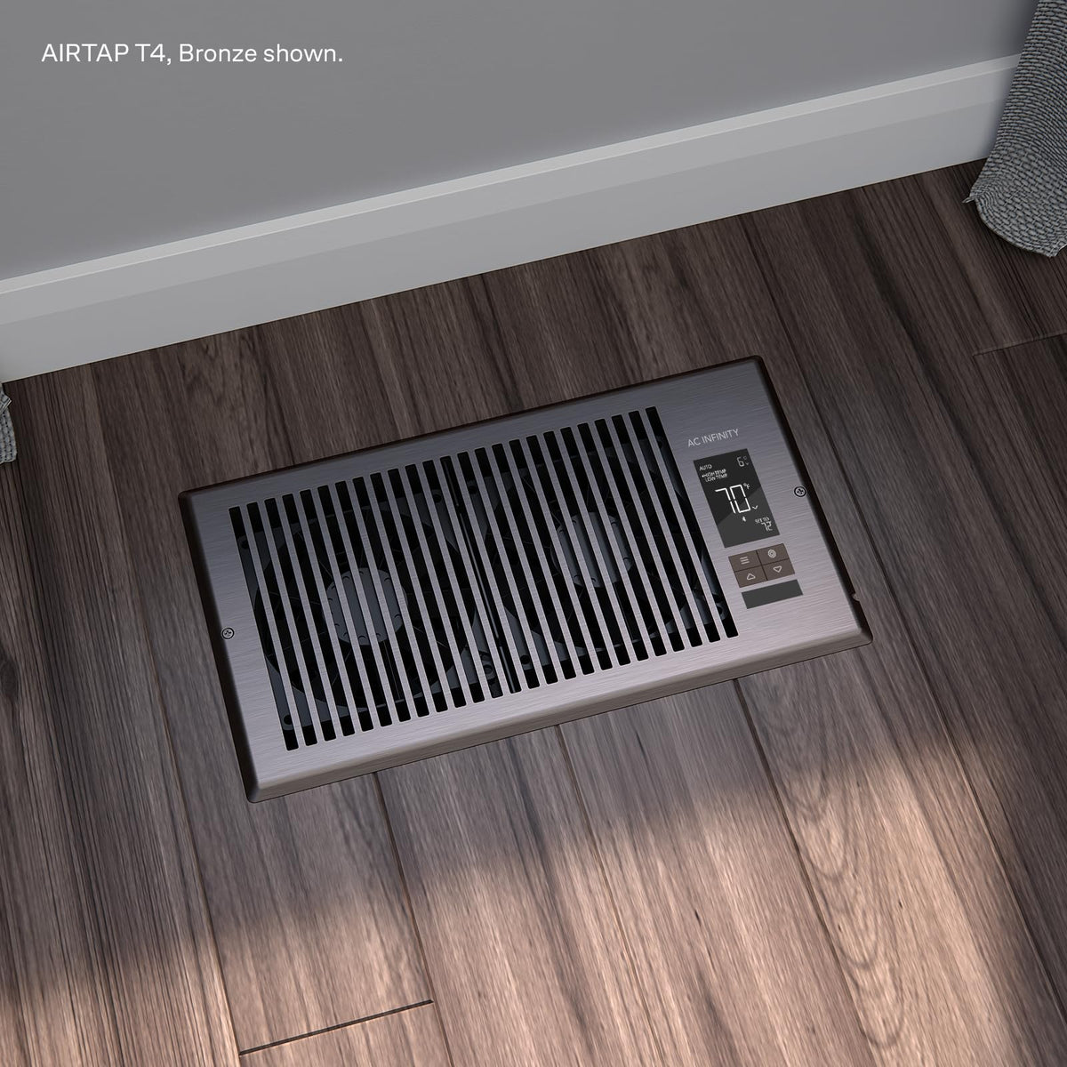 AC Infinity Airtap T4 Bronze in-duct installation demonstrating quiet operation.