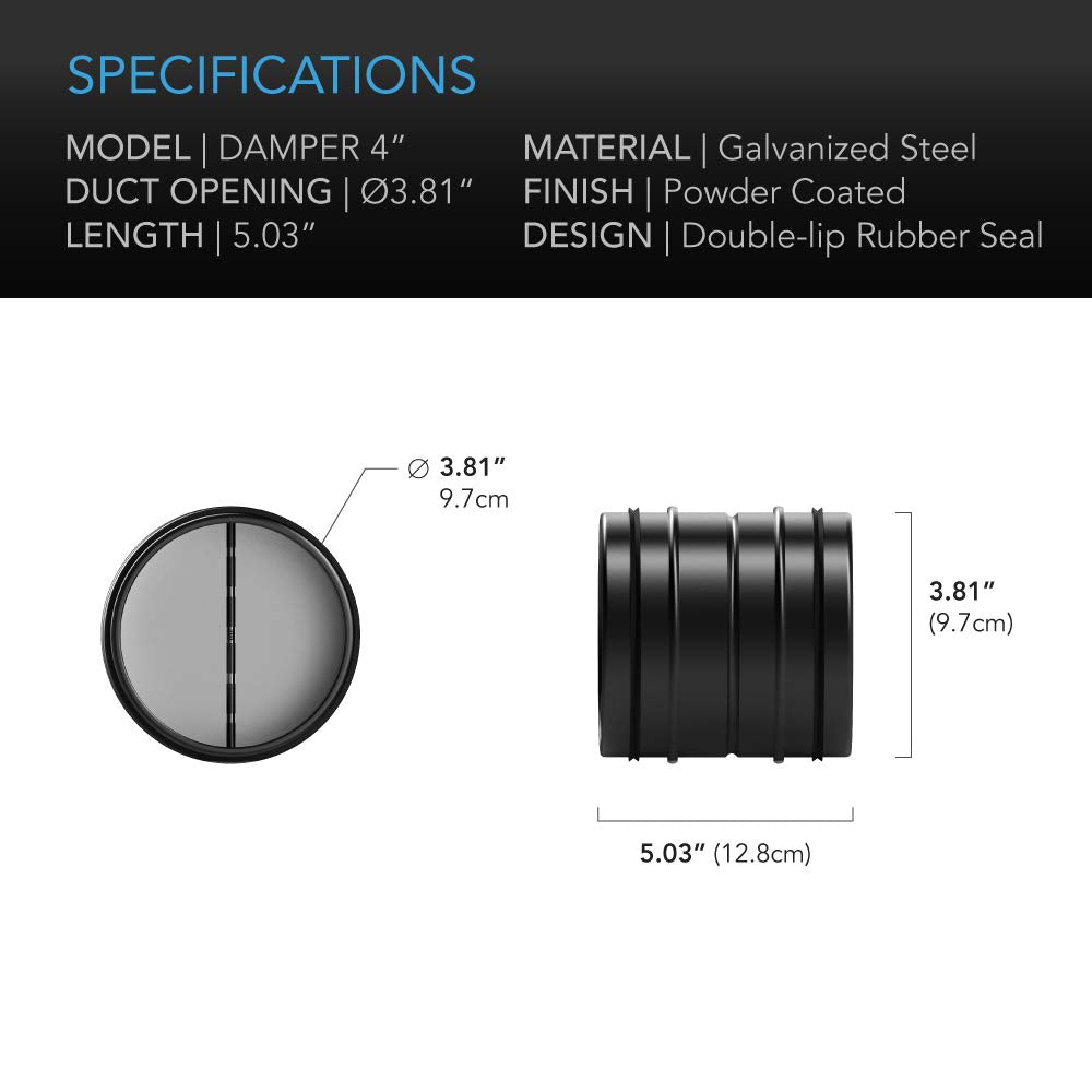 AC Infinity gasket seal provides airtight fit within ductwork for better performance.