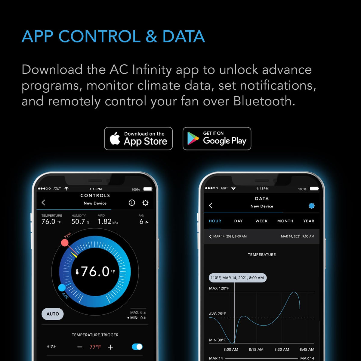AC Infinity AIRTITAN T8 temperature control interface for precise space conditioning