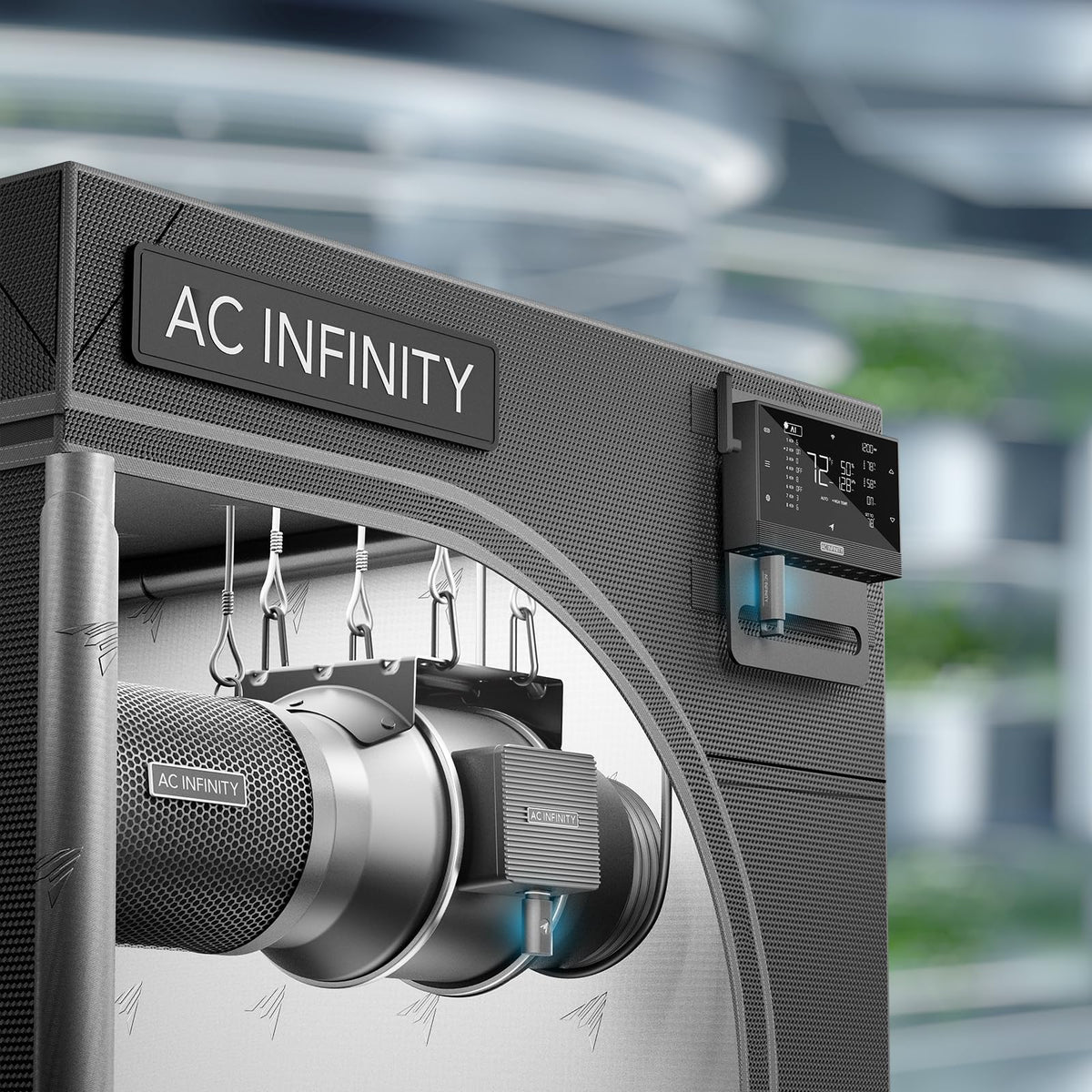 AC Infinity cable-free grow setup showing tidy, organized equipment.