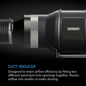 AC Infinity duct adapter close-up reveals galvanized steel finish and corrosion resistance.