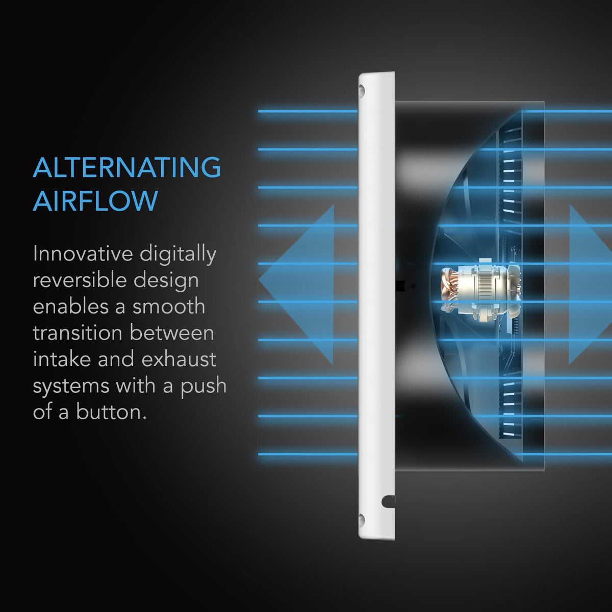 AC Infinity EC motor with PWM control delivers smooth quiet performance.