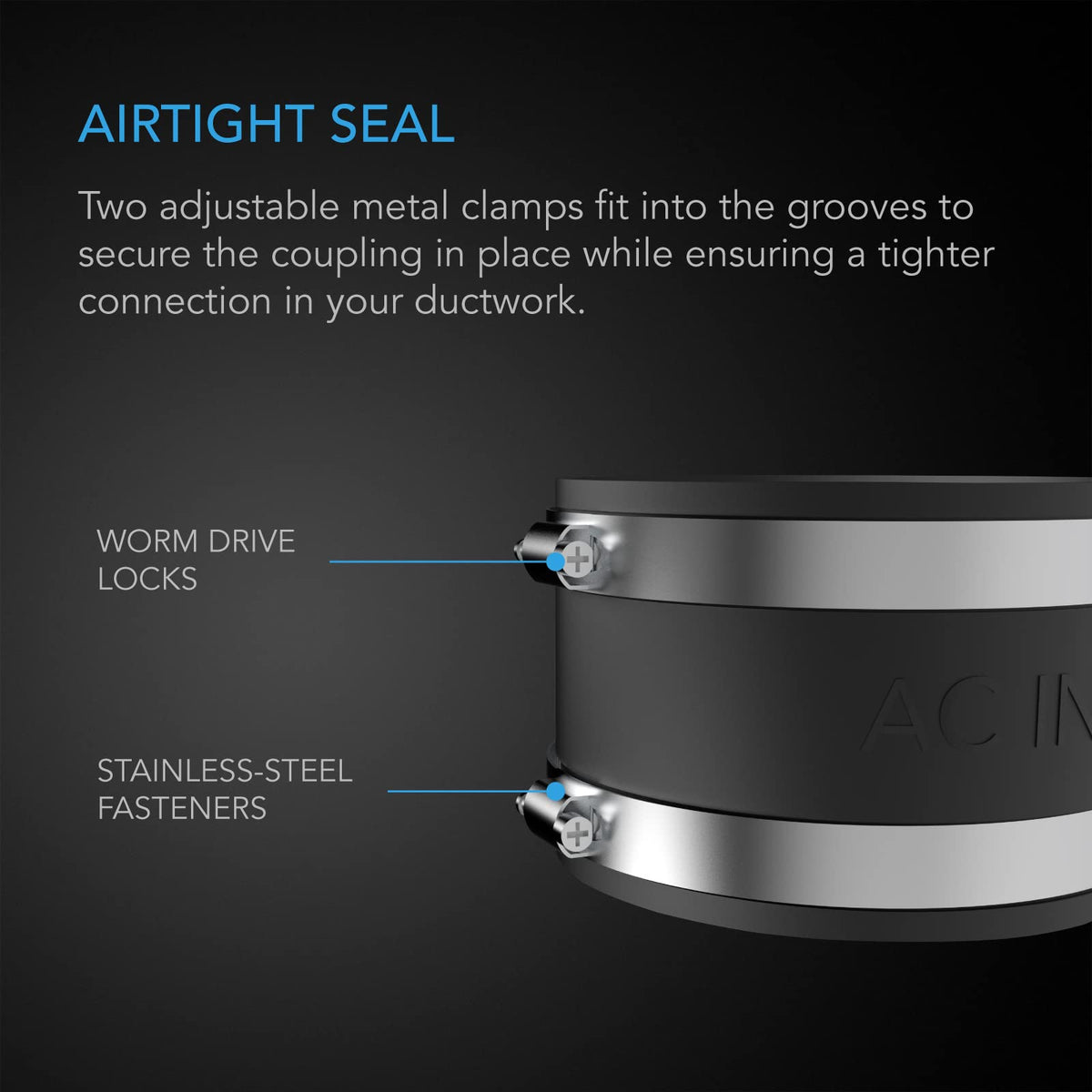 AC Infinity flexible rubber coupling absorbs vibration for smoother airflow