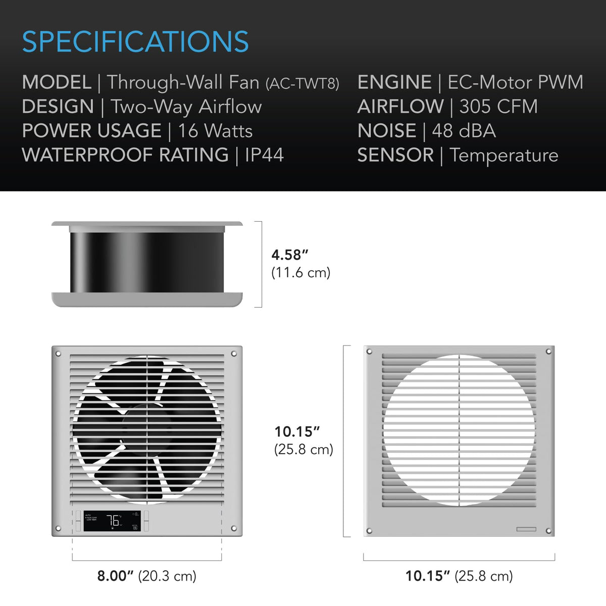 AC Infinity flush mount heavy-duty frame ensures durable installation.