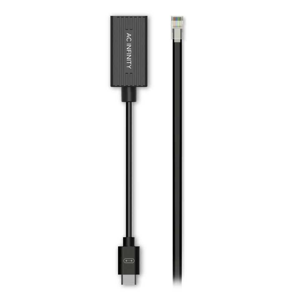 AC Infinity RJ11/RJ12 adapter dongle connects lights to UIS controller for PWM dimming