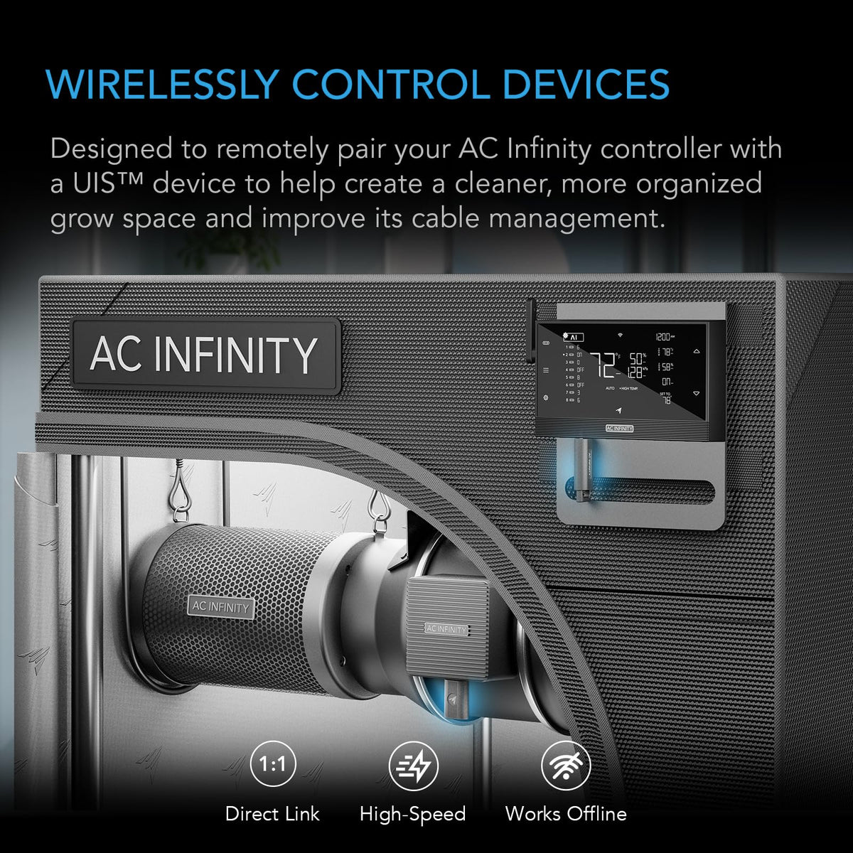 AC Infinity UIS wireless receiver enabling 1-to-1 pairing with UIS devices for reliable control.
