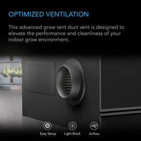 AC Infinity vent with built-in adapter ensures quick, secure setup.