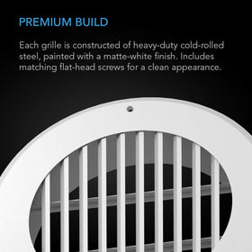 White matte-finish steel grille enhances vent aesthetics and durability.