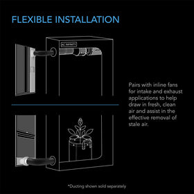 AC Infinity 6 inch duct connection supports higher airflow in larger setups.