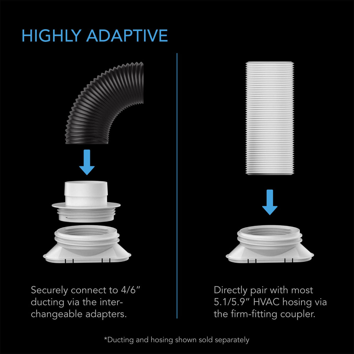 AC Infinity base coupler with adapters ensures secure ducting compatibility.