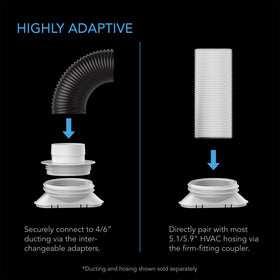 AC Infinity base coupler with adapters ensures secure ducting compatibility.