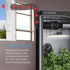 AC Infinity durable window vent frame protects interior from debris and harsh weather.