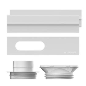 AC Infinity window vent kit with extendable rails for flexible vertical or horizontal installation.