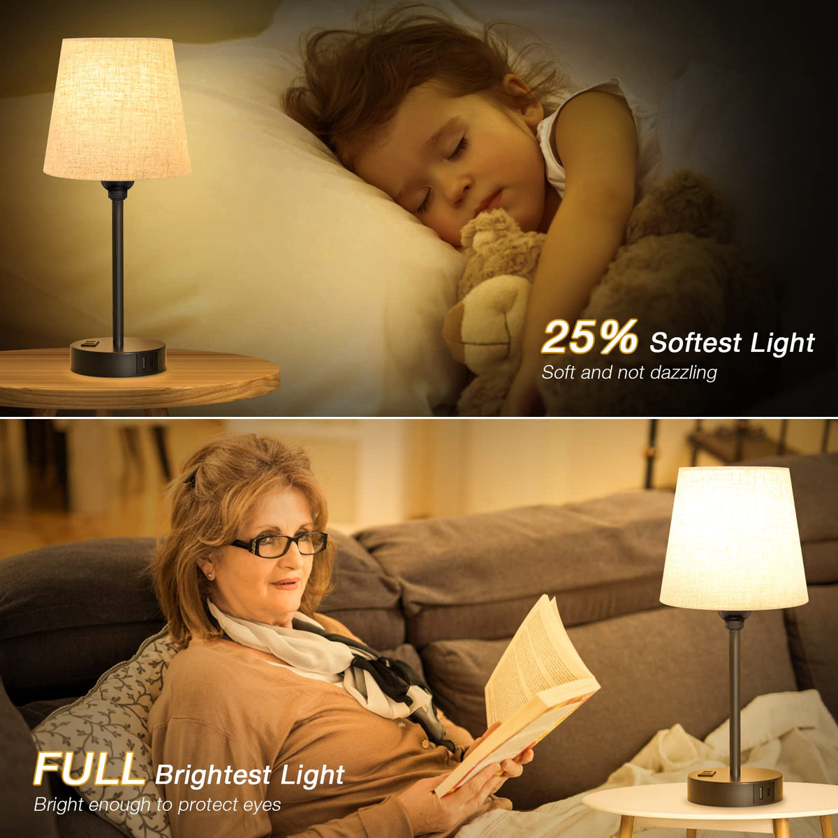 Acaxin bedside lamp with dimmable touch control for ambience.