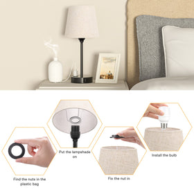 Acaxin bedside lamp includes free LED bulbs for immediate use.