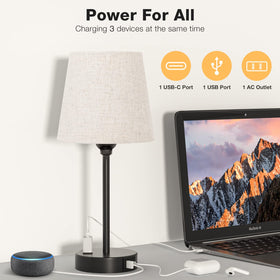 Acaxin bedside lamp with USB-C port for convenient charging.