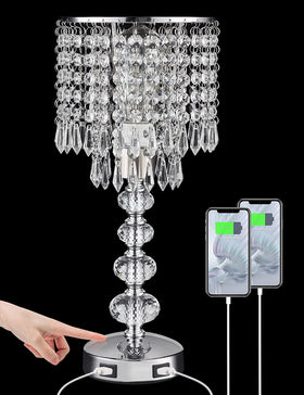 Acaxin crystal table lamp in silver adds chic bedroom ambiance.
