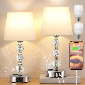 Acaxin crystal table lamp set brightens bedrooms and living rooms with an elegant two-lamp setup.