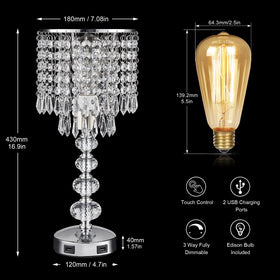 Acaxin touch-control lamp offers easy brightness adjustment in silver.