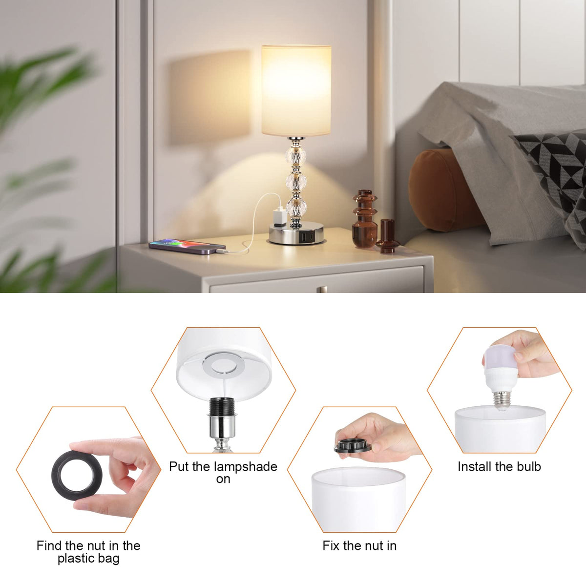Acaxin versatile living room end table lamp for ambient lighting