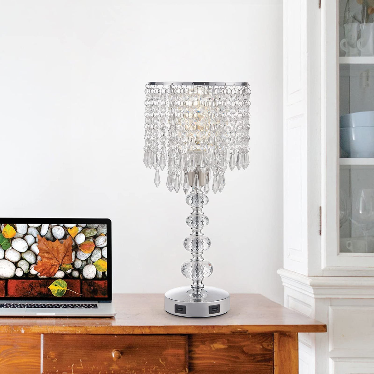 Acaxin silver nightstand lamp fits modern bedroom decor.
