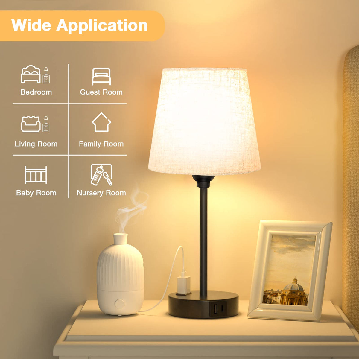 Acaxin two-pack fits small spaces on nightstands.