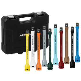 Accellea torque extension bars set with 8-inch reach for precise torque control.