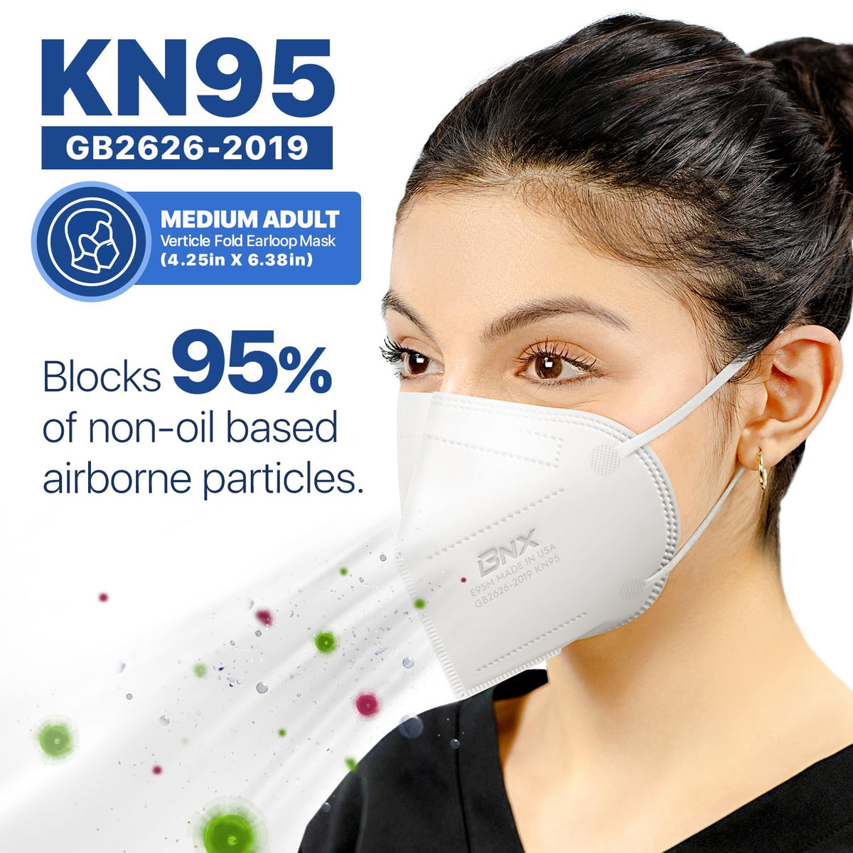 AccuMed BNX KN95 mask 5-layer filtration supports safer breathing in dusty environments.