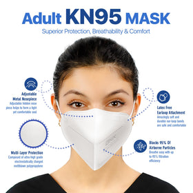 AccuMed BNX KN95 mask adjustable nose-bridge for a secure, comfortable fit.