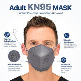 AccuMed BNX KN95 mask gray flat-fold design for compact portability