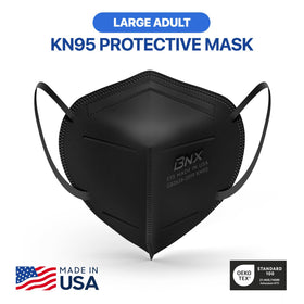 AccuMed BNX KN95 mask latex-free earloops for sensitive skin comfort.
