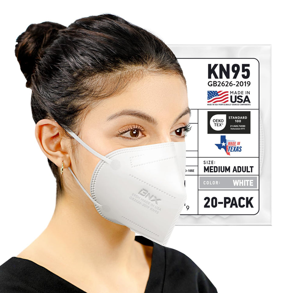 AccuMed BNX KN95 mask US-made packaging showing trusted American quality and safety.