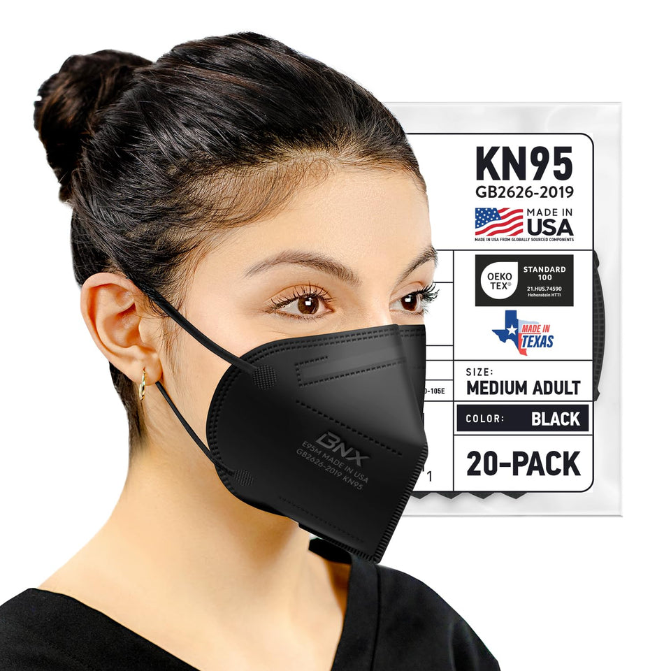 AccuMed BNX KN95 mask shows USA-made quality and protective design.