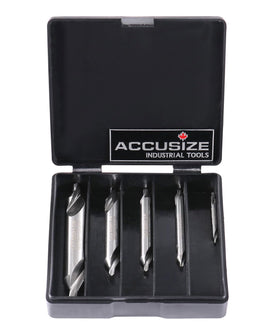 Accusize center drill set in a plastic case for precise centering on projects