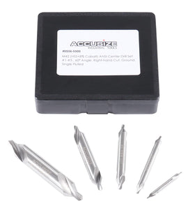 Accusize five-piece set provides sizes from 1/8 to 7/16 for versatile center drilling