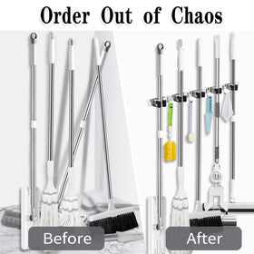 AceMining versatile hanger holds brooms, mops, tools for easy access.