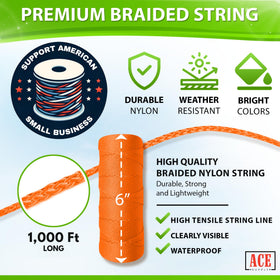 ACE Supply closeup of braided nylon mason line demonstrates durability for tough outdoor tasks.