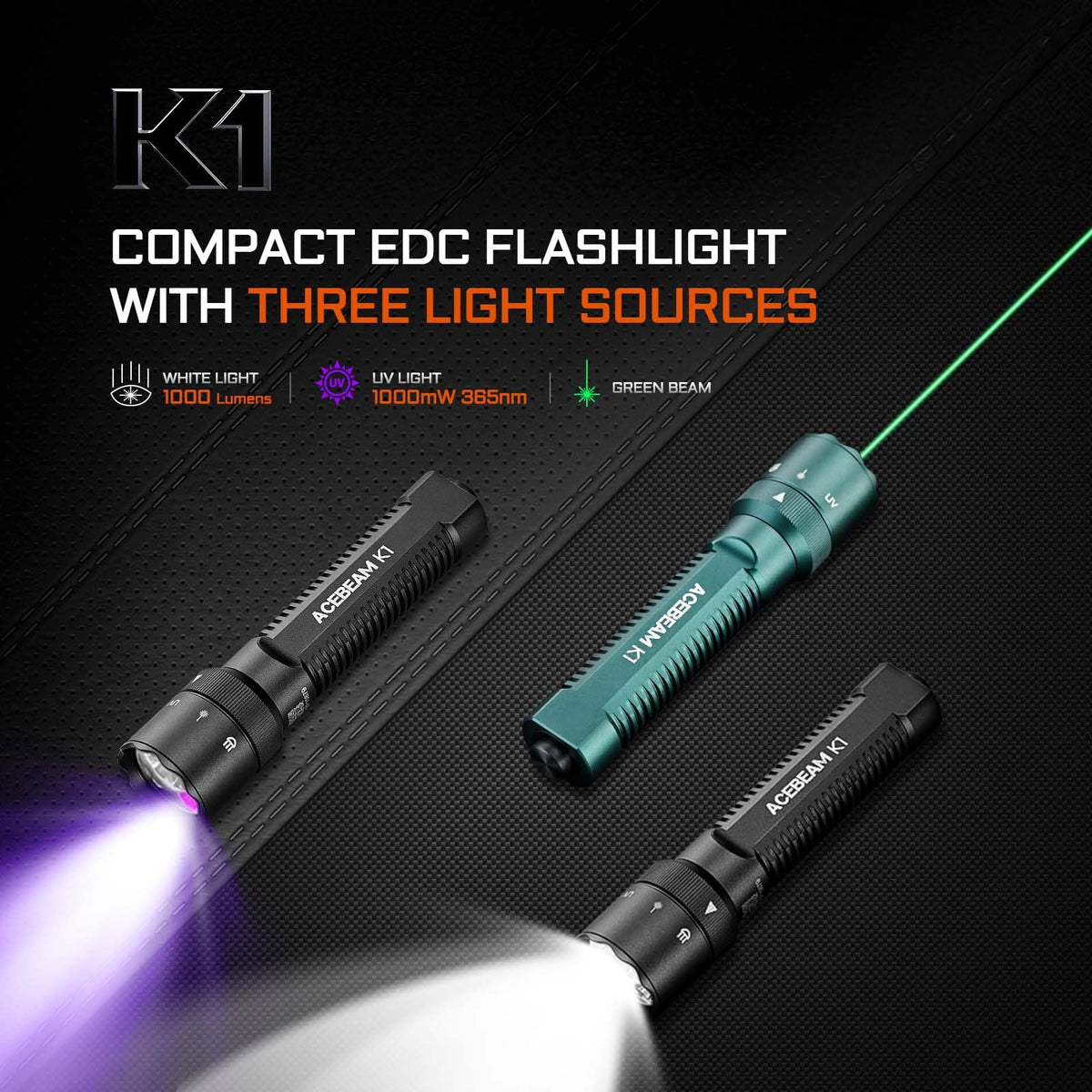 ACEBEAM K1 rechargeable-usb-port highlights easy recharging and versatile power options.
