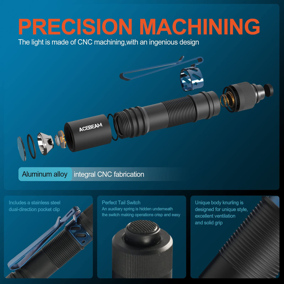 ACEBEAM Pokelit AA IP68 durable body for rain and dust