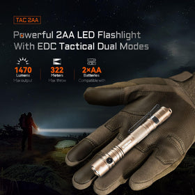 ACEBEAM TAC 2AA compact size fits securely in a pocket or bag.